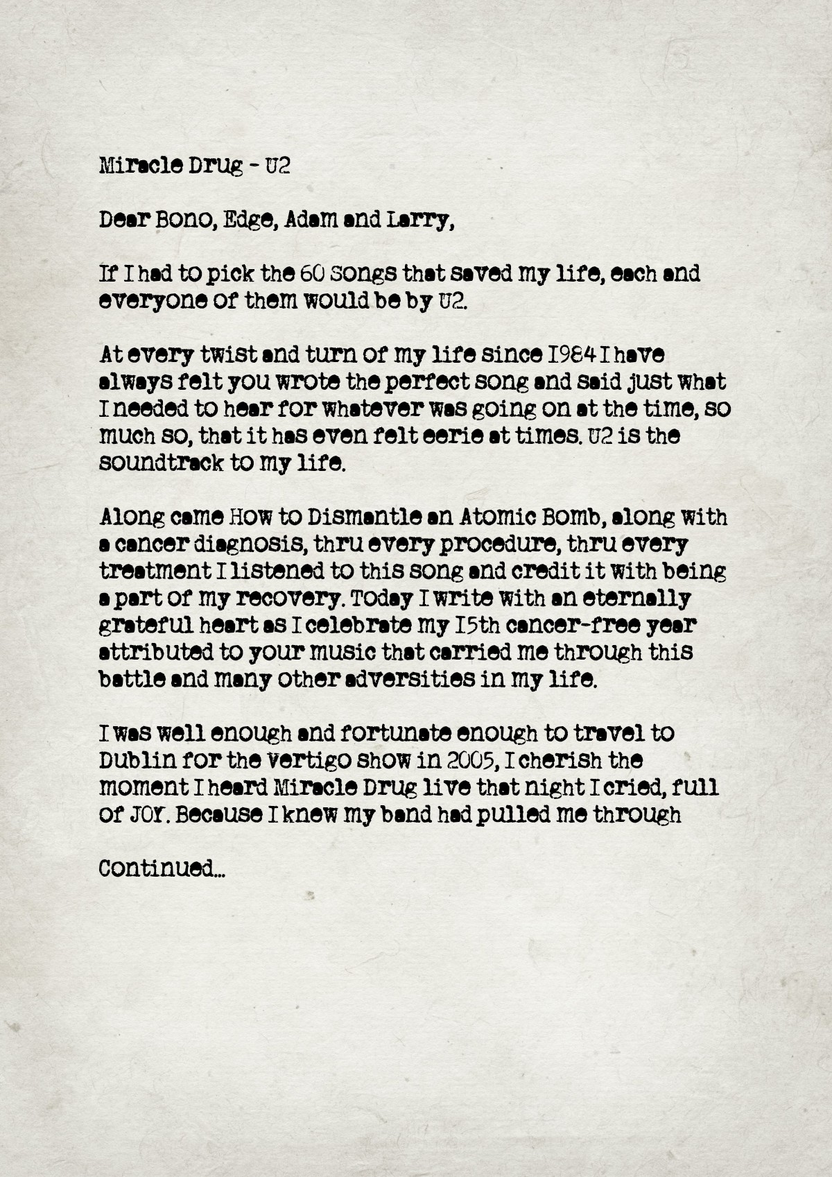 Fan letter preview