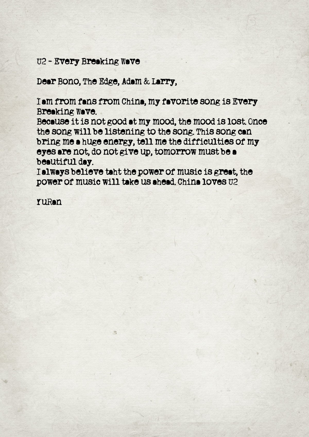 Fan letter preview