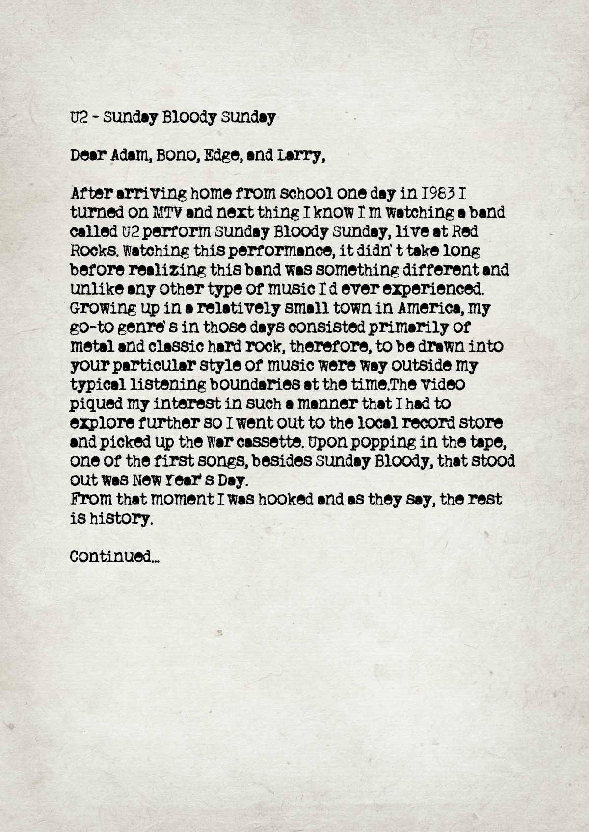 Fan letter preview