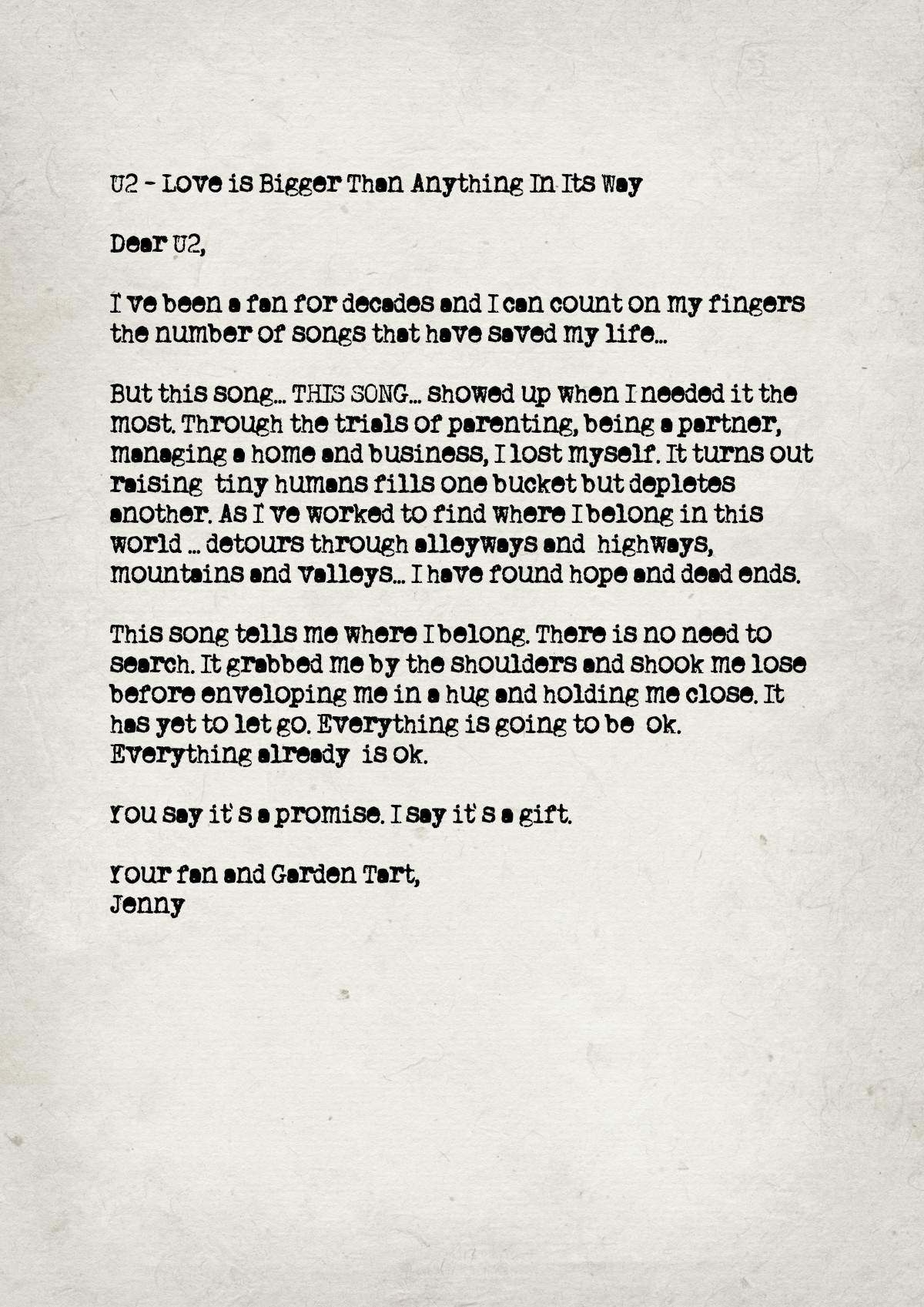 Fan letter preview