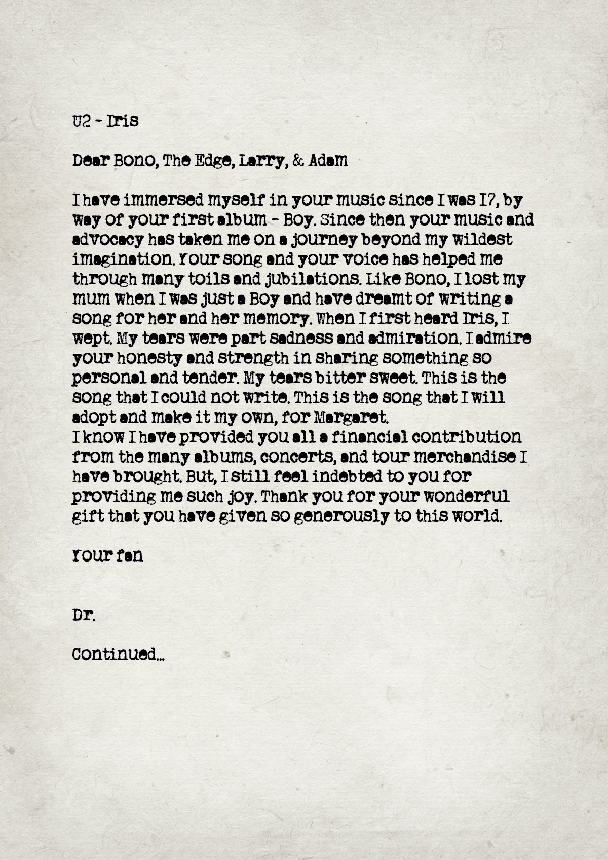 Fan letter preview