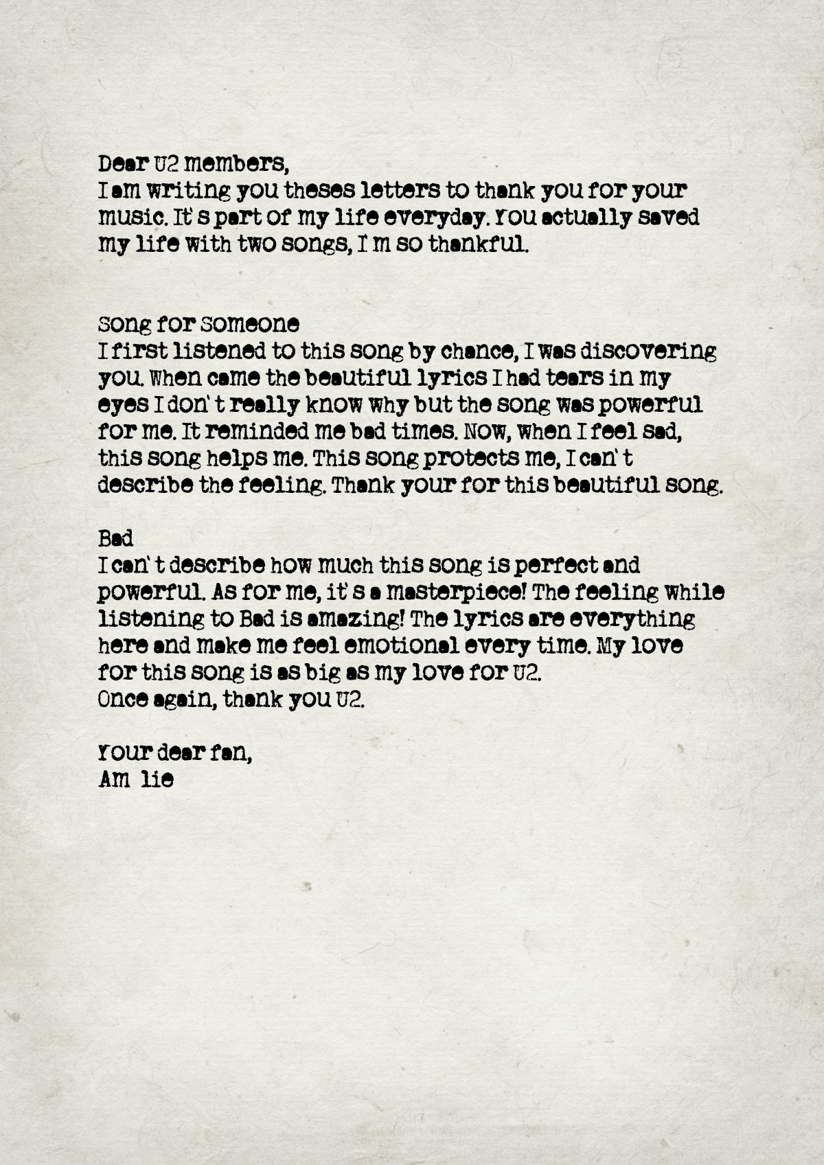 Fan letter preview