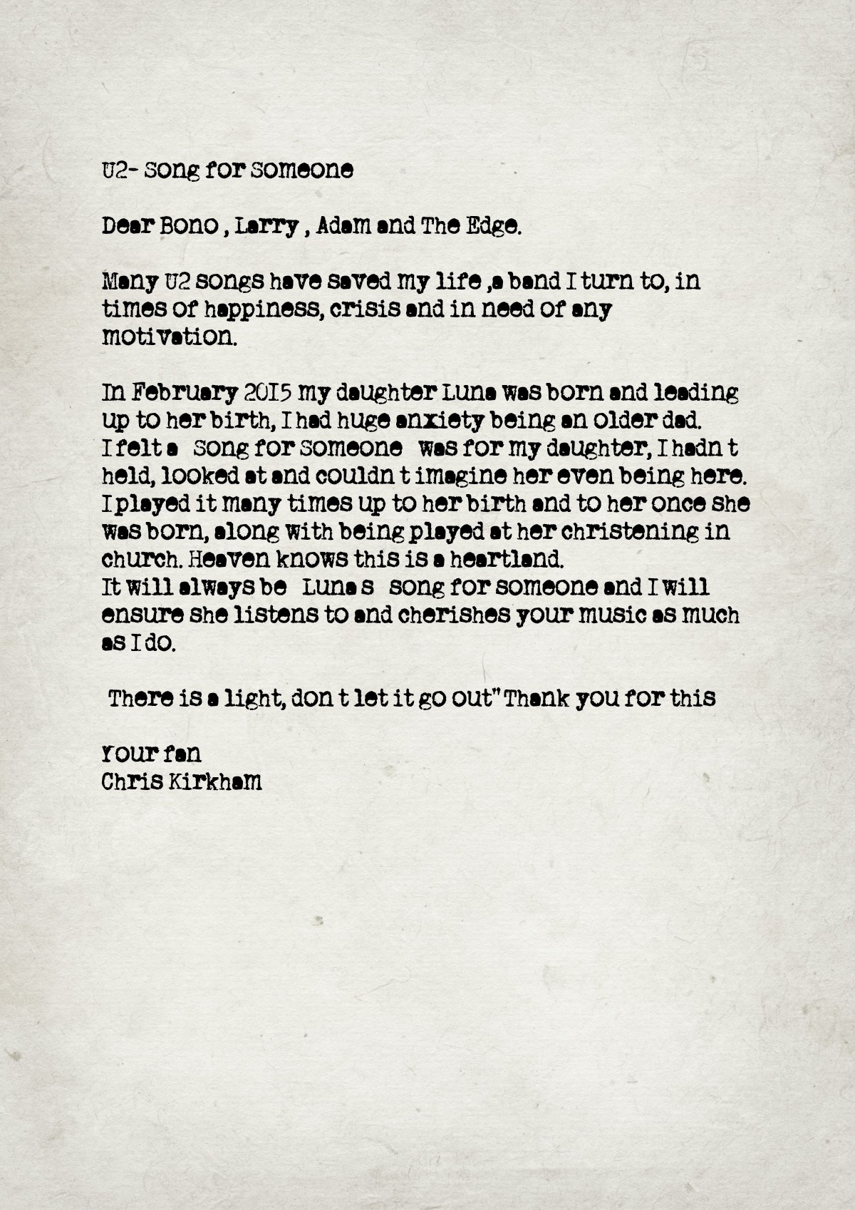 Fan letter preview