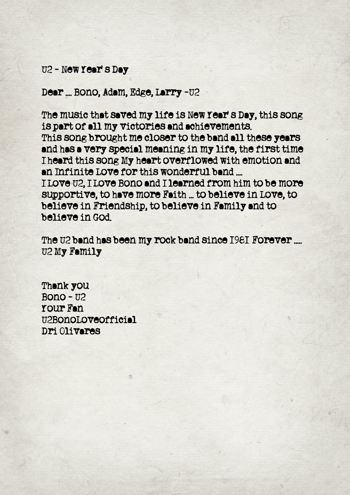 Fan letter preview