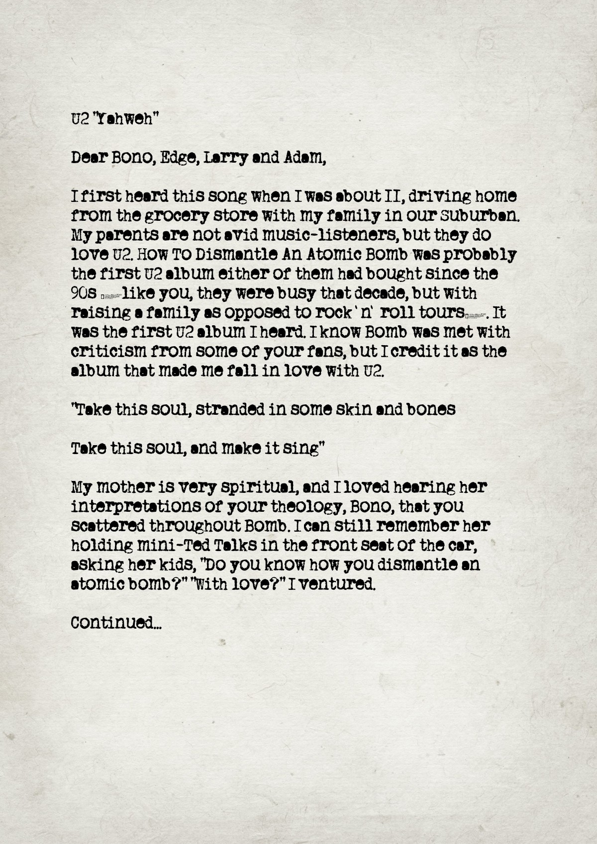 Fan letter preview