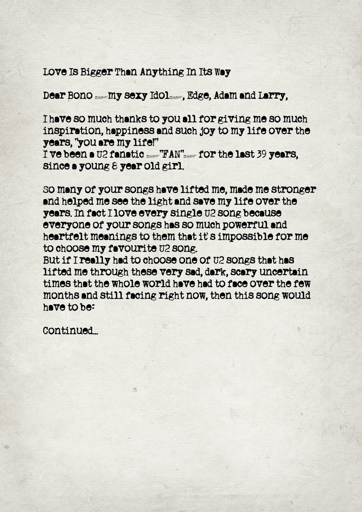 Fan letter preview