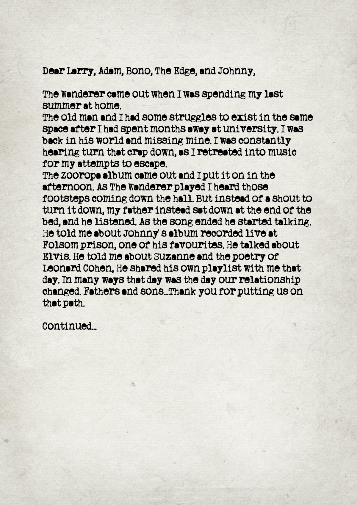 Fan letter preview