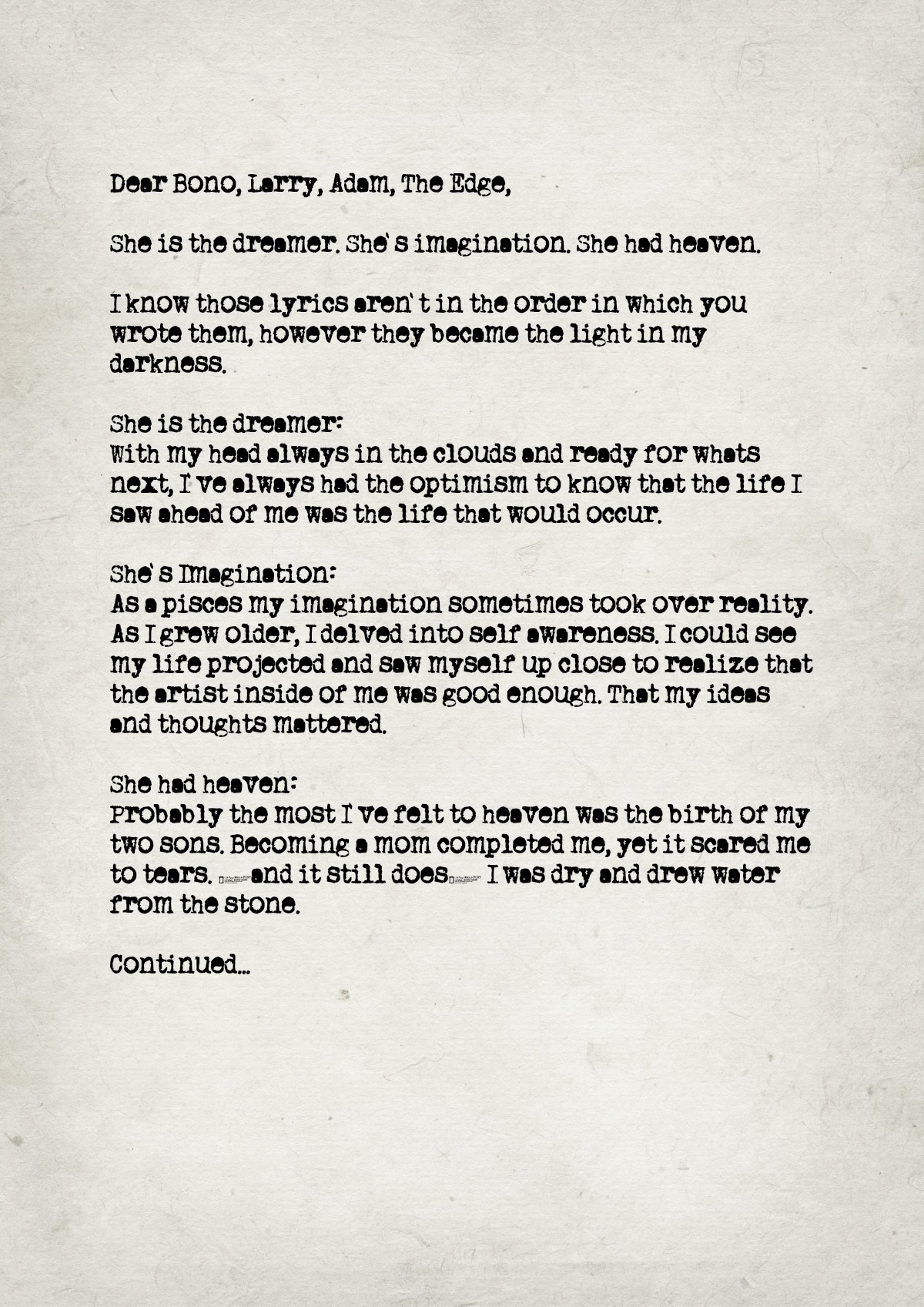 Fan letter preview