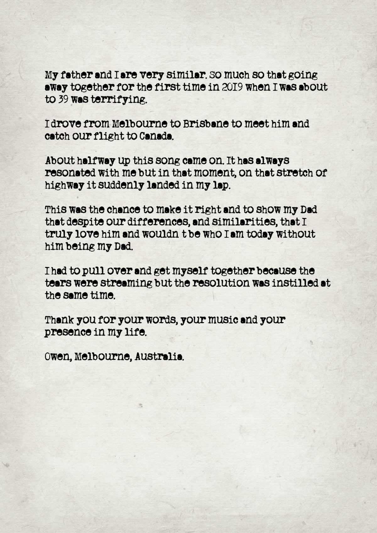 Fan letter preview