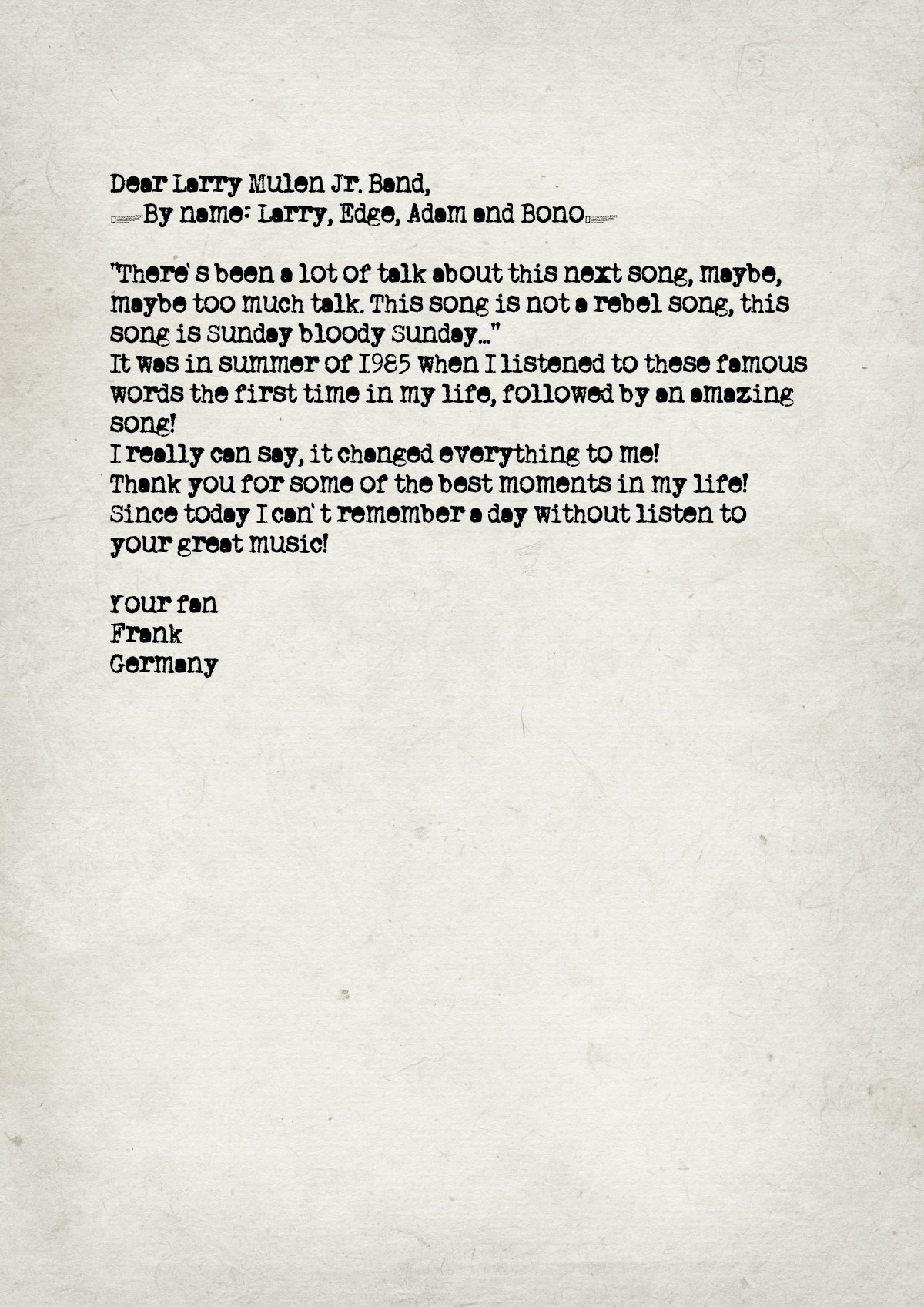 Fan letter preview