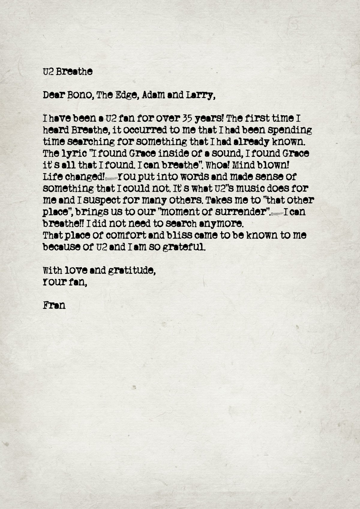 Fan letter preview