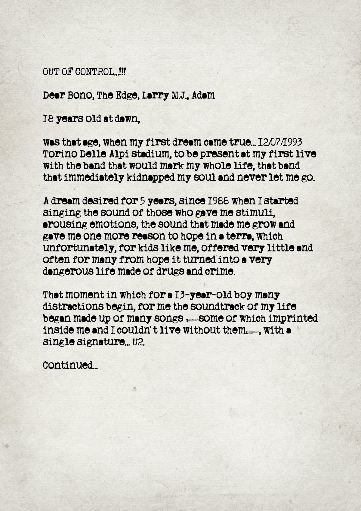 Fan letter preview