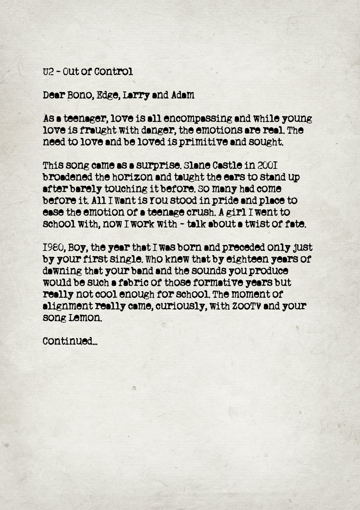 Fan letter preview