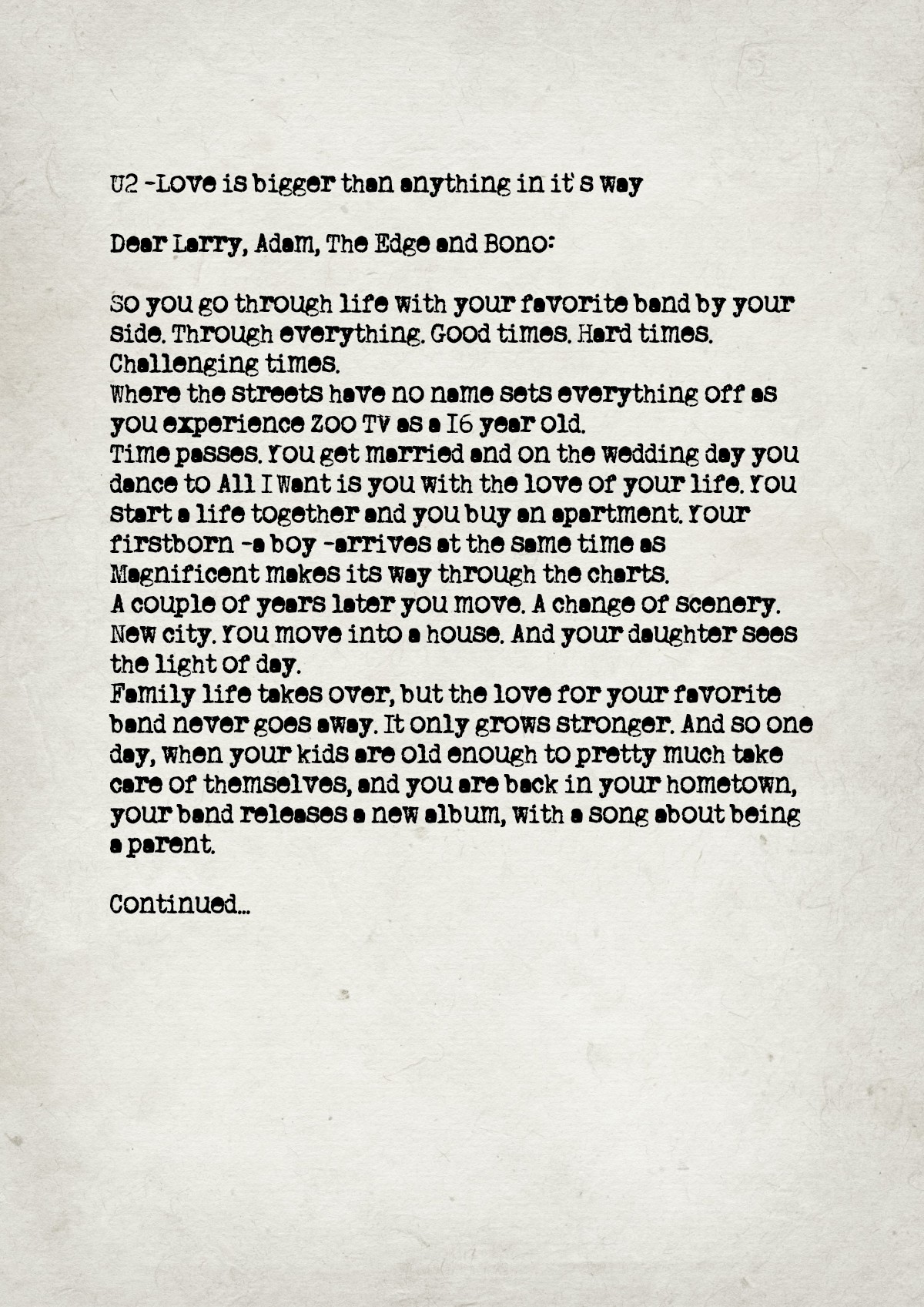 Fan letter preview