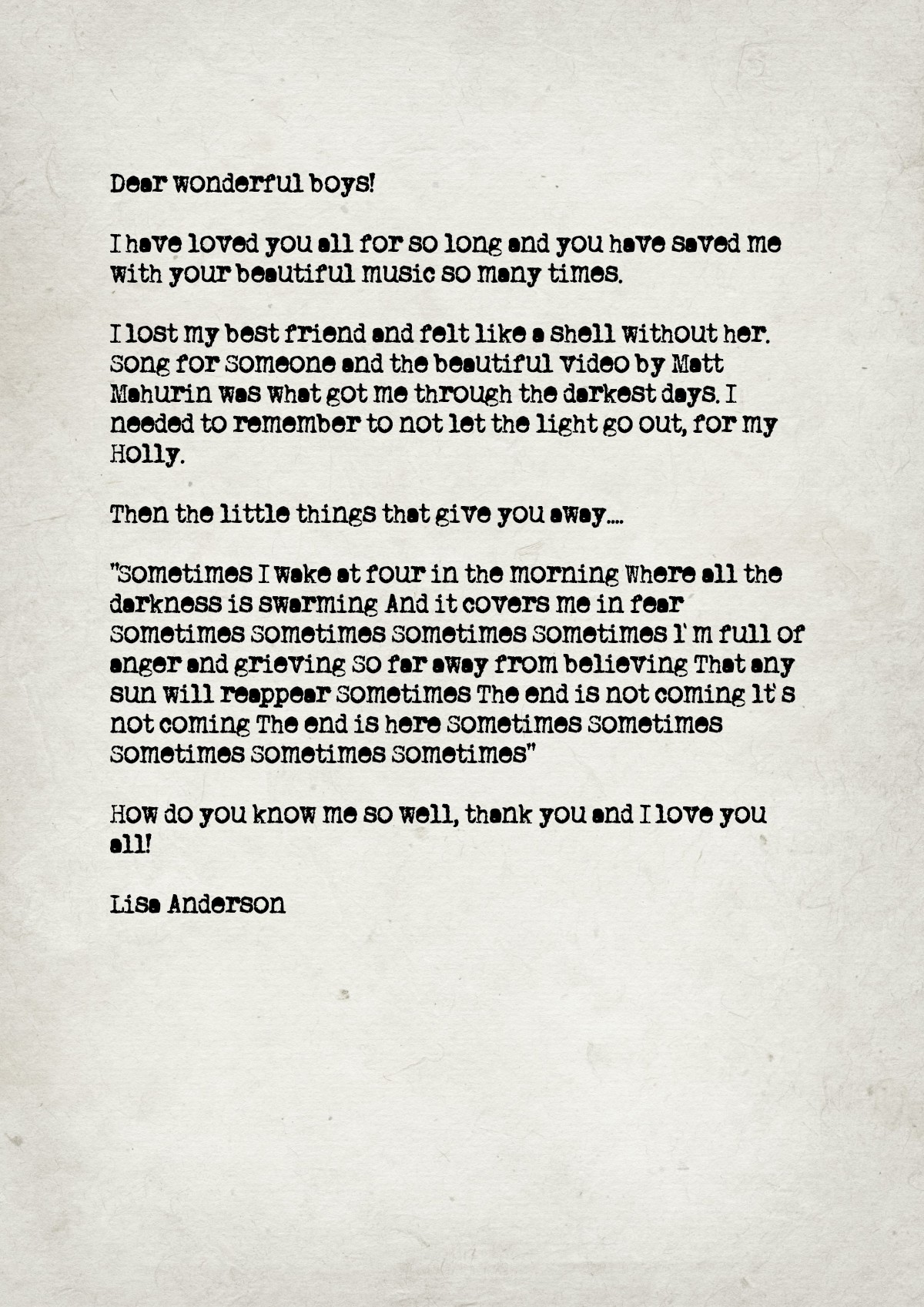 Fan letter preview