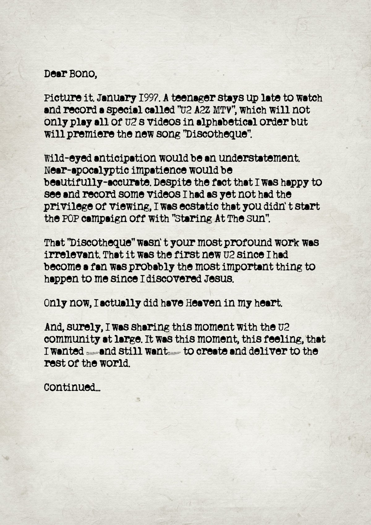 Fan letter preview