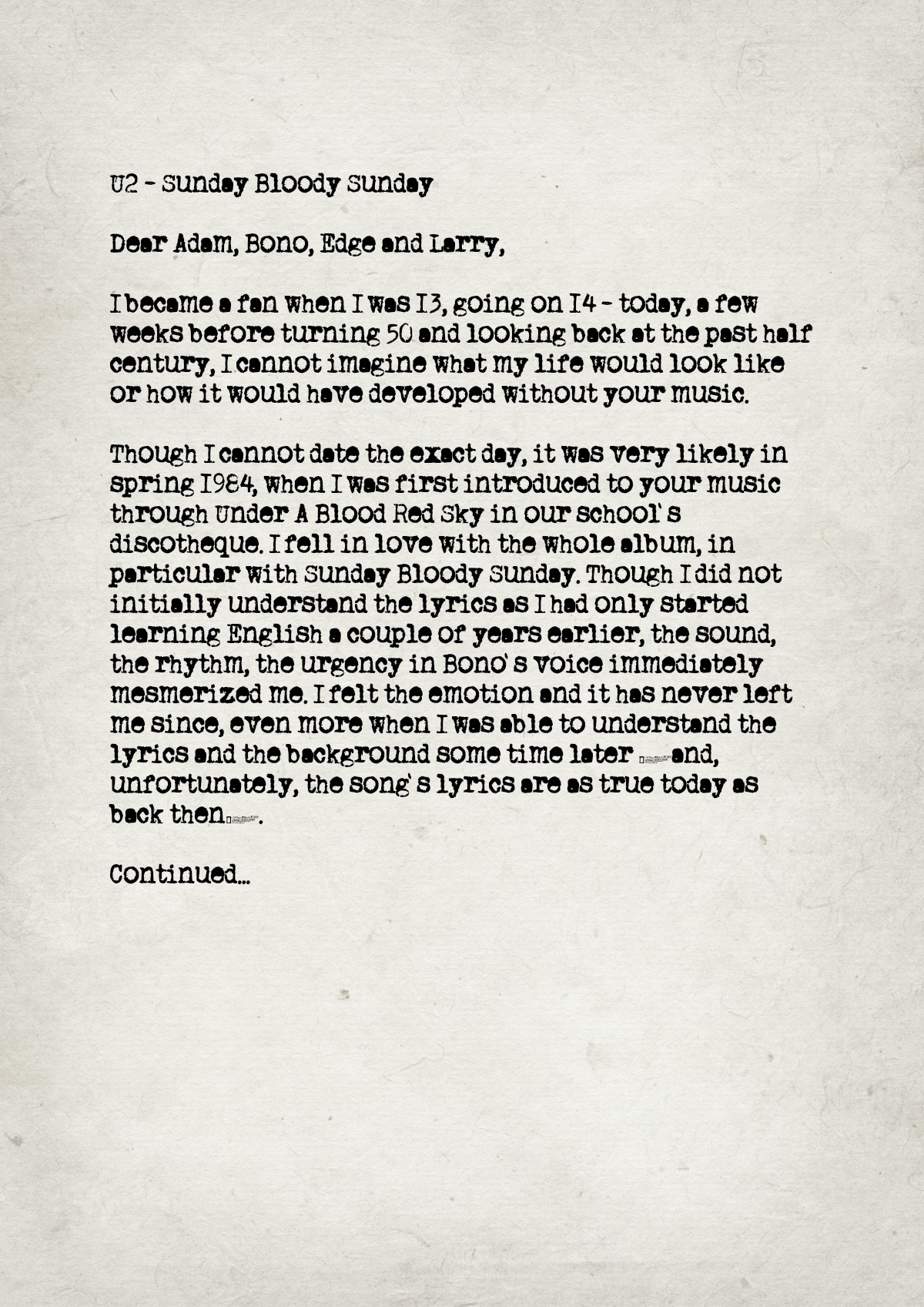 Fan letter preview