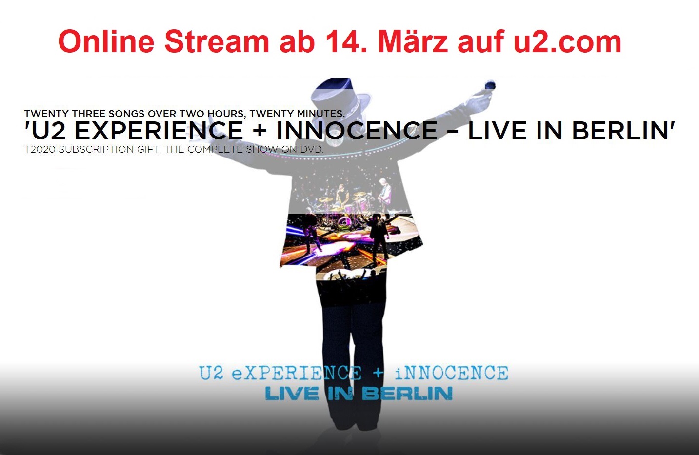 Bild zu: "U2 e+i – LIVE IN BERLIN” ab Samstag online auf u2.com